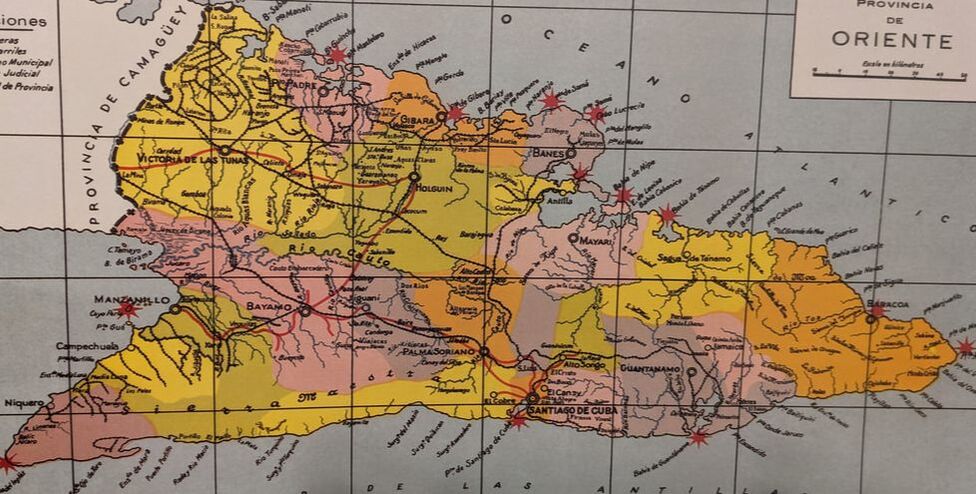 Mapa De Oriente Cuba Mapa De Bacardi De Oriente De Cuba - Monté Y Cardero Y Ochoa Y Otros  Apellidos - Oriente De Cuba